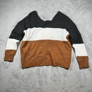 Full Circle Trends Colorblock Open Back Reversible Sweater Womens XL